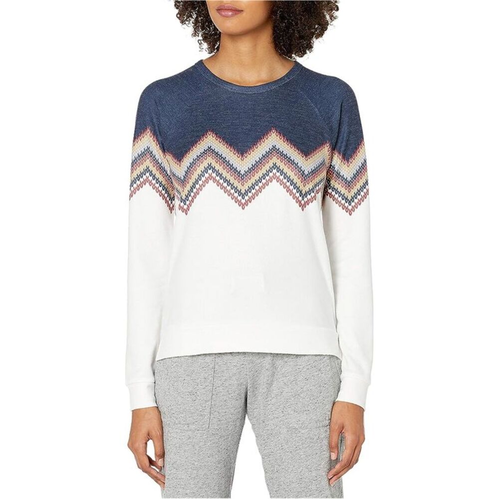 P.J. Salvage Womens Chevron Knit Pajama Sweater, White, M, DM